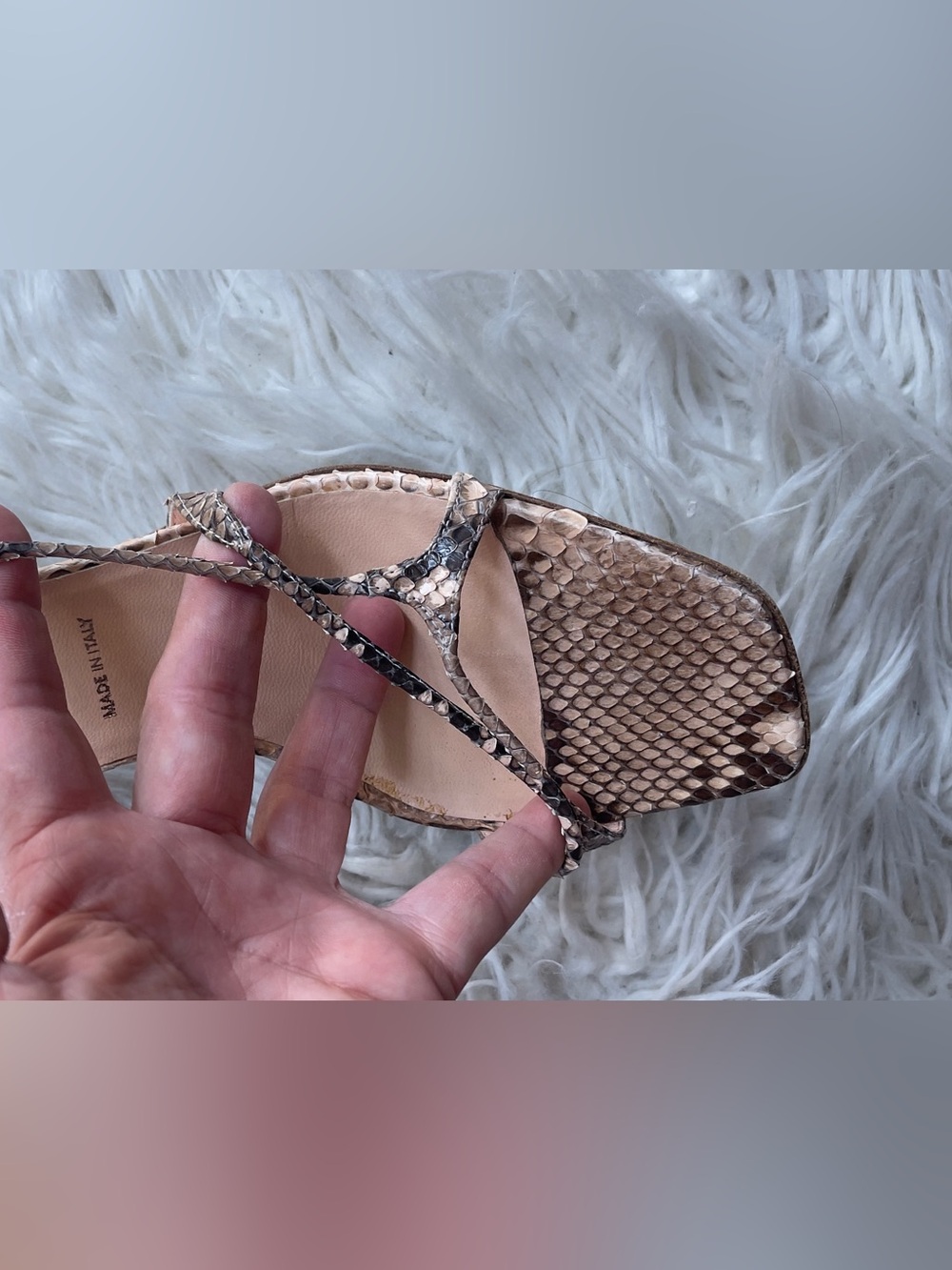 Prada Beige & Brown Snakeskin-Pattern Strappy Sandals - Picture 4 of 10